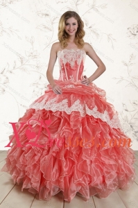 2021 Strapless Best Quinceanera Dresses in Watermelon