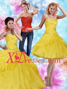 Couture 2021 Strapless Yellow Quinceanera Dresses with Beading