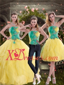 2021 Best Yellow and Green Quince Dresses with Ruching