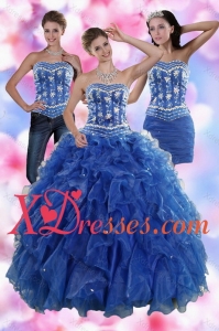 Best 2021 Sophisticated Ruffles and Beading Quince Dresses in Royal Blue