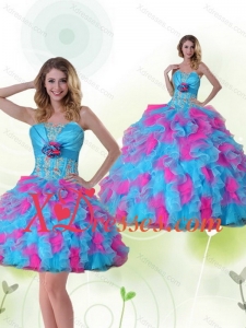 Strapless Pretty Quinceanera Dress with Appliques and Ruffles