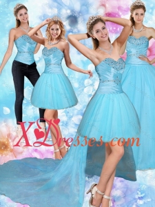 2021 Sweetheart Baby Blue Custom Made Quinceanera Dress with Beading