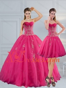Sweetheart Hot Pink Custom Made Quinceanera Dress with Appliques and Beading