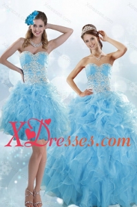 Sophisticated Appliques and Ruffles Baby Blue Custom Made Sweet 15 Dresses