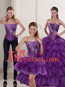 2021 Trendy Purple Custom Made Quince Dress with Ruffled Layers and Beading