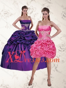 2021 Custom Made Purple Quinceanera Dresses with Appliques and Pick Ups