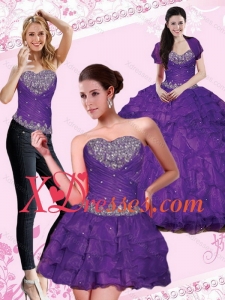 2021 Custom Made and Fashionable Eggplant Purple Quince Dresses with Beading and Ruffled Layers