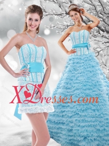Modest 2021 Custom Made Light Blue Quinceanera Dresses with Beading and Ruffled Layers