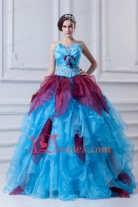 2020 Discount Ball Gown Strapless Beading Ruffles and Appliques Multi-Color Quinceanera Dress