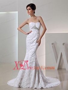 2020 Romantic Mermeid Sweetheart Beading Wedding Dress with Clasp Handle Lace