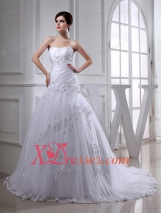 2020 Spring Lace Ball Gown Appliques Wedding Dress with Sweetheart