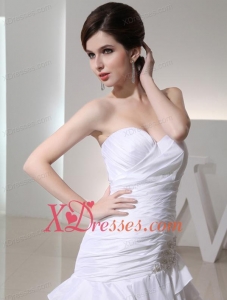 2020 Mermaid Sweetheart Taffeta Wedding Dress with Ruching Ruffled Layers
