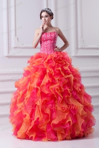2020 Spring Puffy Multi-color Strapless Beading Quinceanera Dress with Ruffles
