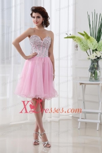 Baby Pink A-line Beautiful Sweetheart Organza Prom Dress