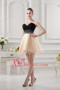 Sweetheart Organza Beading Organza Champagne Prom Dress