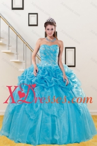 2021 Beautiful Teal Quince Gown with Embroidery and Pick Ups