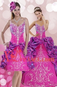 Multi Color Sweep Train 2021 Quince Dresses with Pick Ups and Embroidery