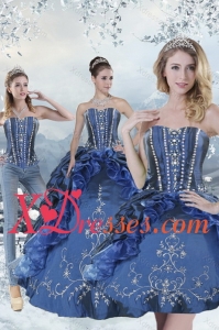 Wonderful Blue Sweet 15 Dresses with Embroidery and Beading for 2021