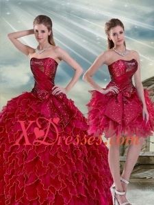 Gorgeous 2021 Ruffles and BeadingWine Red Sweet 16 Dresses