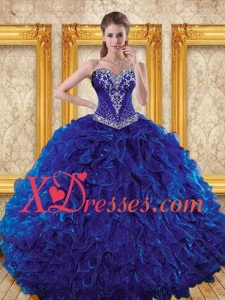 Luxurious 2021 Royal Blue Quinceanera Dresses with Beading and Ruffles