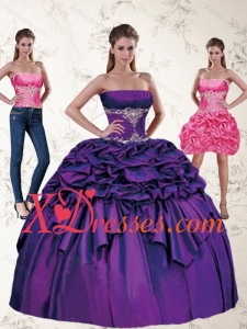 Wonderful Purple Quince Dresses with Appliques and Pick Ups for 2021