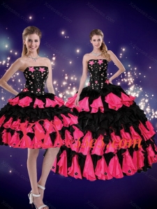2021 Cute Strapless Multi Color Quinceanera Dresses with Appliques and Ruffles