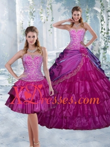 2021 Pretty Appliques and Ruffled Layers Quinceanera Dresses in Fuchsia
