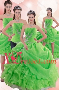 2021 Pretty Spring Green Quince Dresses with Pick Ups and Beading