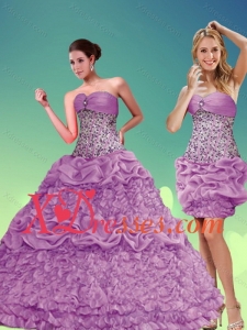 Fashionable Lilac Beaded Sweetheart Quinceanera Dresses with Pick Ups for 2021