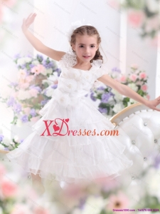 Gorgeous Ruffled Layers White 2021 Little Girl Pageant Dress with Hand Made Flower