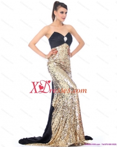 Cute Brush Train 2021 Prom Dress with Ruching and Sequins