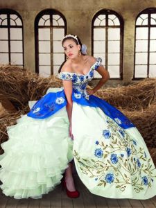 Captivating Multi-color Sleeveless Floor Length Embroidery Lace Up Quinceanera Gown
