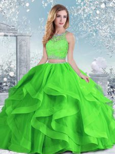 Cheap Clasp Handle Sweet 16 Dress Beading and Ruffles Sleeveless Floor Length