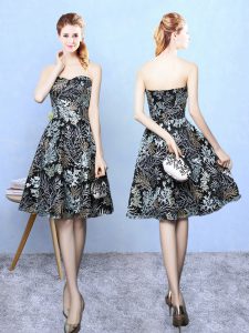 Luxurious A-line Bridesmaid Dresses Multi-color Sweetheart Printed Sleeveless Knee Length Zipper