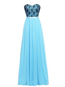 Sleeveless Zipper Floor Length Lace and Appliques Prom Party Dress
