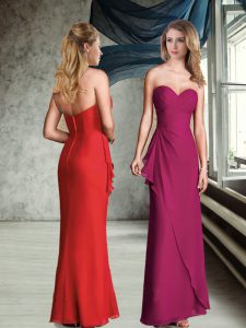 Stunning Red Zipper Sweetheart Ruching Quinceanera Court Dresses Chiffon Sleeveless