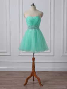Organza Sleeveless Mini Length Prom Gown and Beading and Ruching