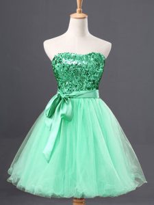 Admirable Mini Length A-line Sleeveless Apple Green Prom Evening Gown Zipper