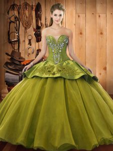 Dynamic Floor Length Ball Gowns Sleeveless Olive Green Ball Gown Prom Dress Lace Up