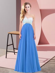 Edgy Floor Length Empire Sleeveless Blue Prom Dresses Criss Cross
