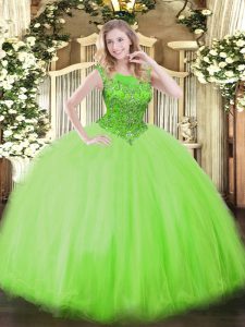 Sleeveless Floor Length Beading Zipper 15 Quinceanera Dress