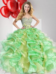 Luxury Sweetheart Sleeveless Zipper Quinceanera Dress Multi-color Organza