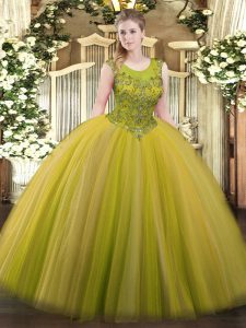 Affordable Brown 15th Birthday Dress Military Ball and Sweet 16 and Quinceanera with Beading Scoop Sleeveless Zipper