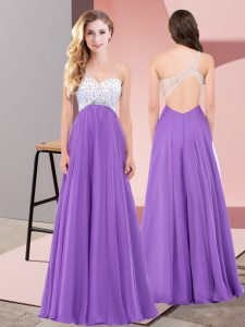 Custom Fit Floor Length Lace Up Prom Evening Gown Eggplant Purple for Prom and Party with Beading