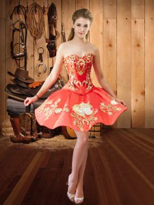 Cute Taffeta Sleeveless Mini Length Prom Dresses and Embroidery