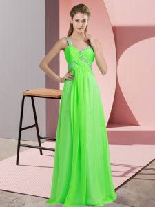 Fantastic Floor Length Lace Up Evening Dress Green for Prom and Party with Beading