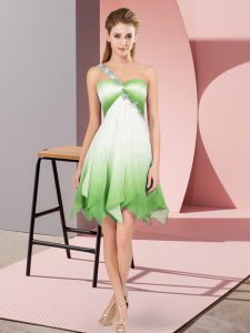 Smart Fading Color Sleeveless Asymmetrical Custom Made and Beading