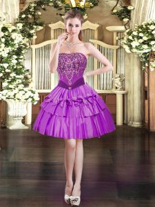 Luxury Purple Sleeveless Organza Lace Up Prom Party Dress for Prom and Party