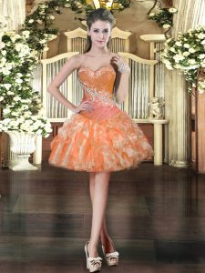 Attractive Orange Sleeveless Organza Lace Up Homecoming Dress for Prom and Party