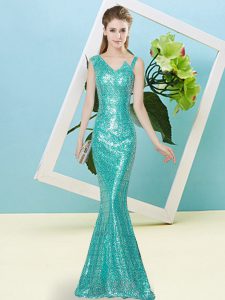 Luxurious Sequined Sleeveless Floor Length and Sequins